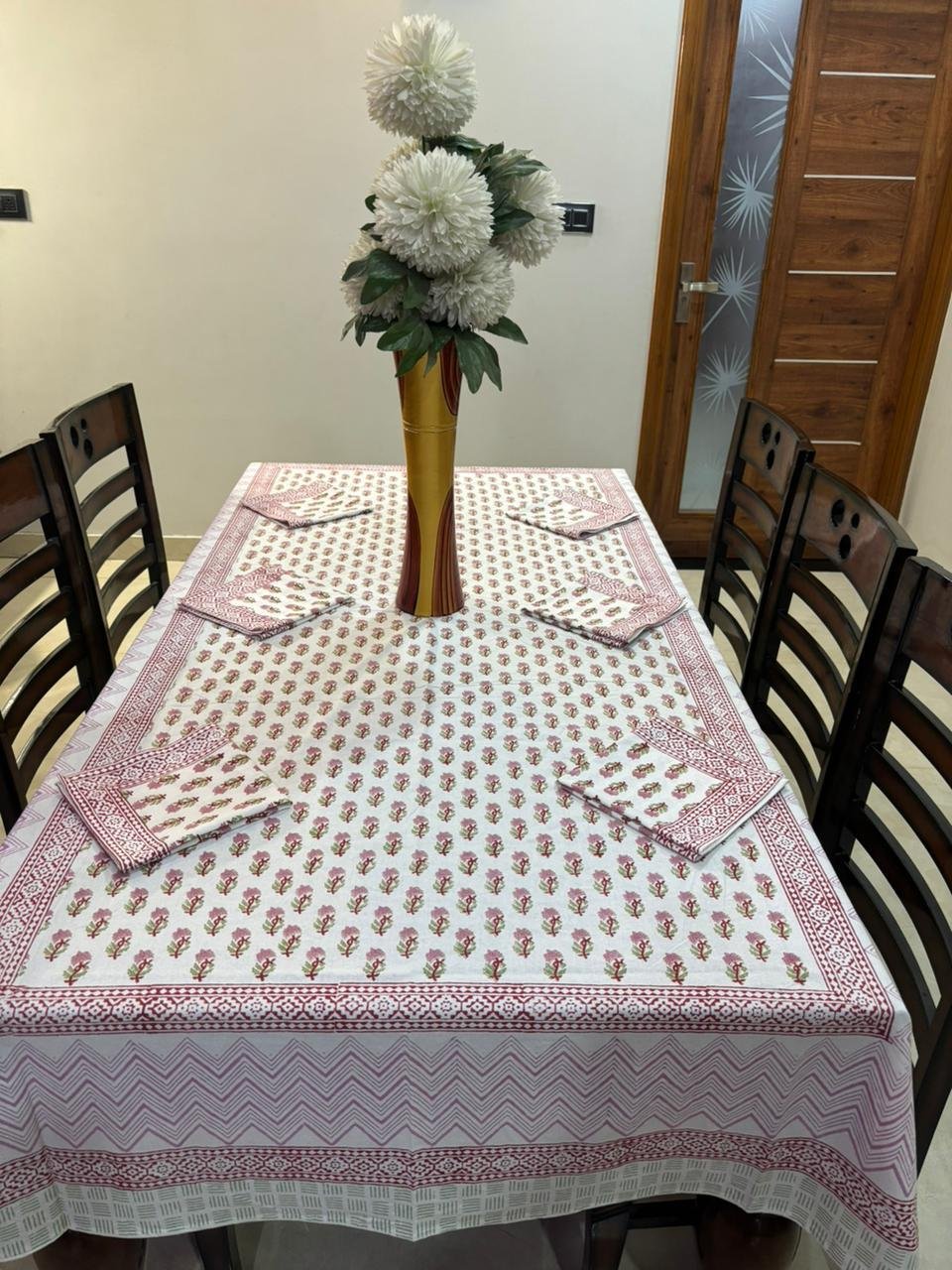 Cotton Printed 6 Seater Table Cover Set