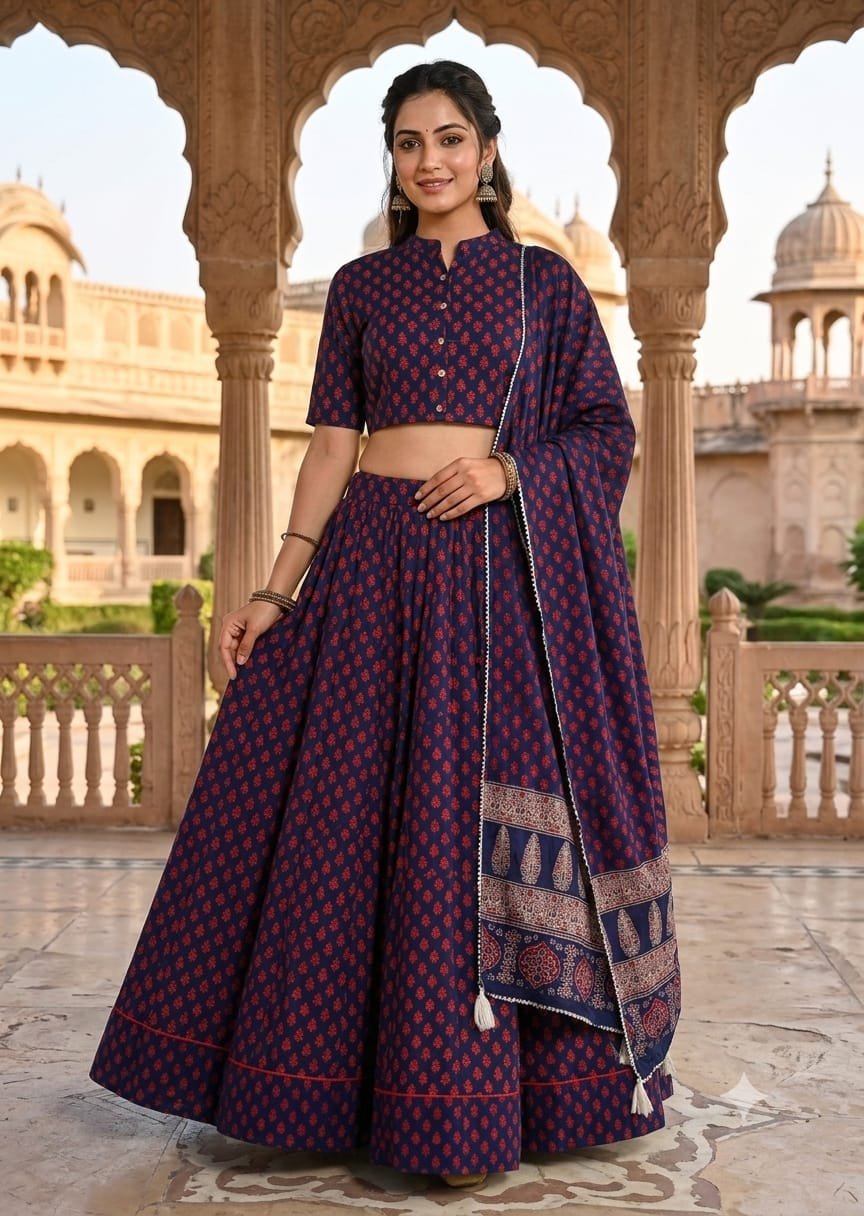 Cotton Printed Lehenga Choli Set