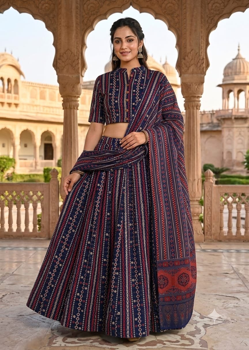 Cotton Printed Lehenga Choli Set