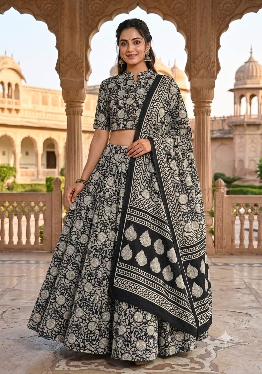 Cotton Printed Lehenga Choli Set