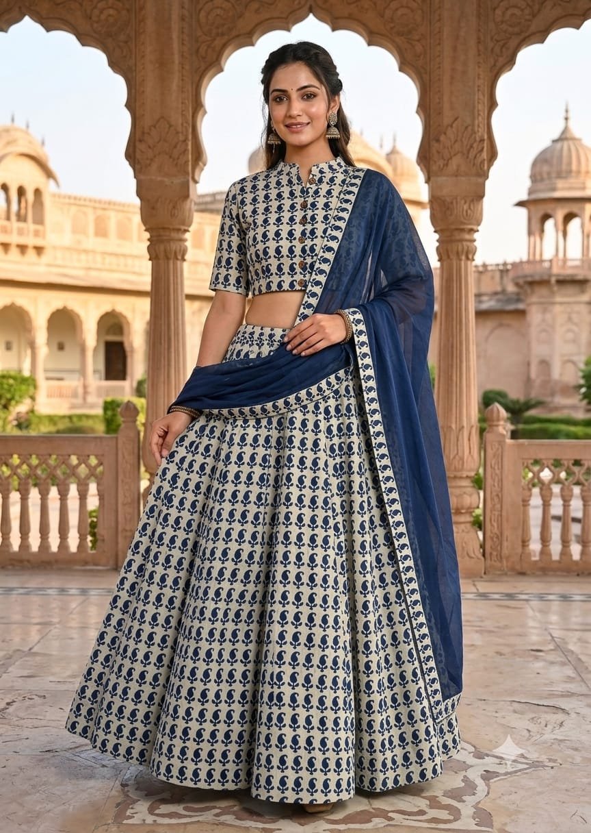 Cotton Printed Lehenga Choli Set