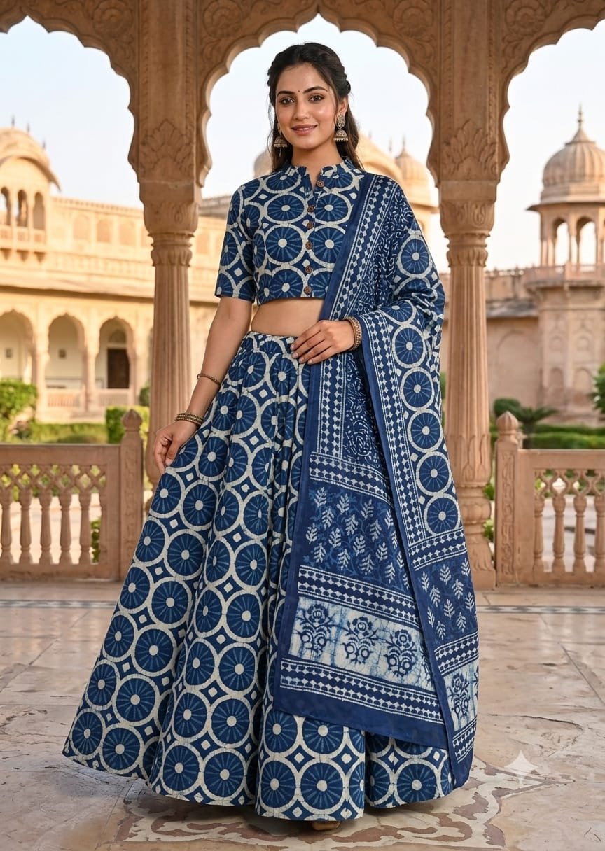 Cotton Printed Lehenga Choli Set