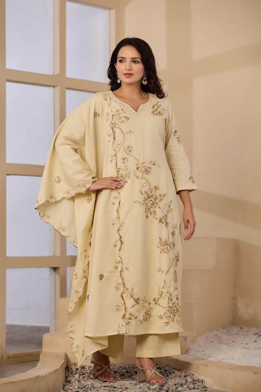 Cotton Embroidered Stitched Suit Set
