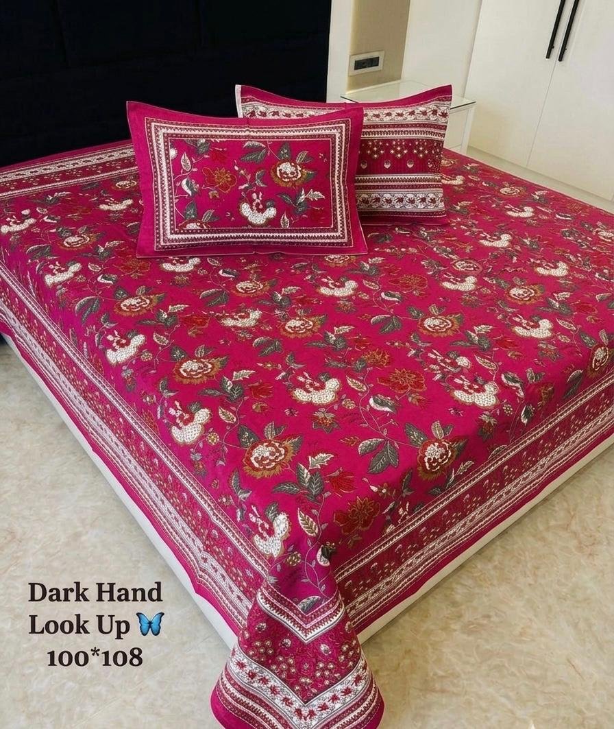 Cotton Printed Double Bedsheet 100*108