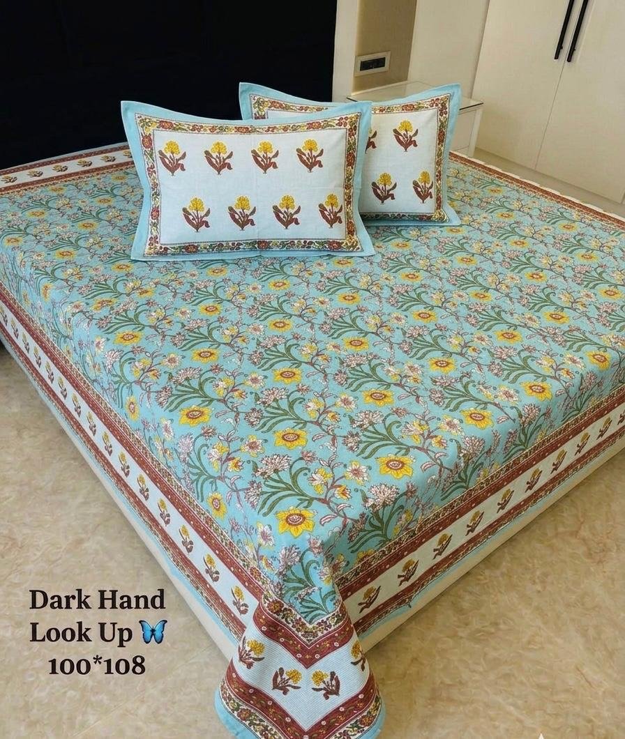 Cotton Printed Double Bedsheet 100*108