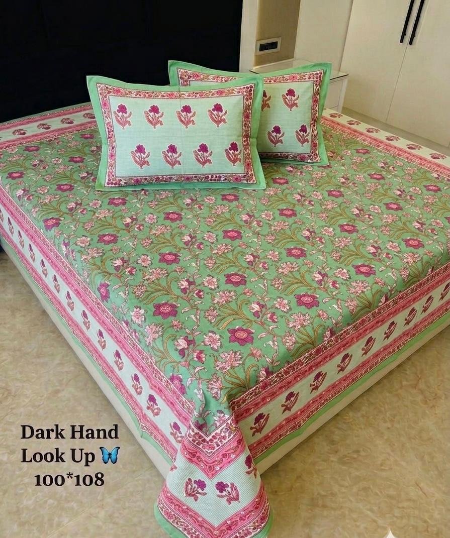 Cotton Printed Double Bedsheet 100*108