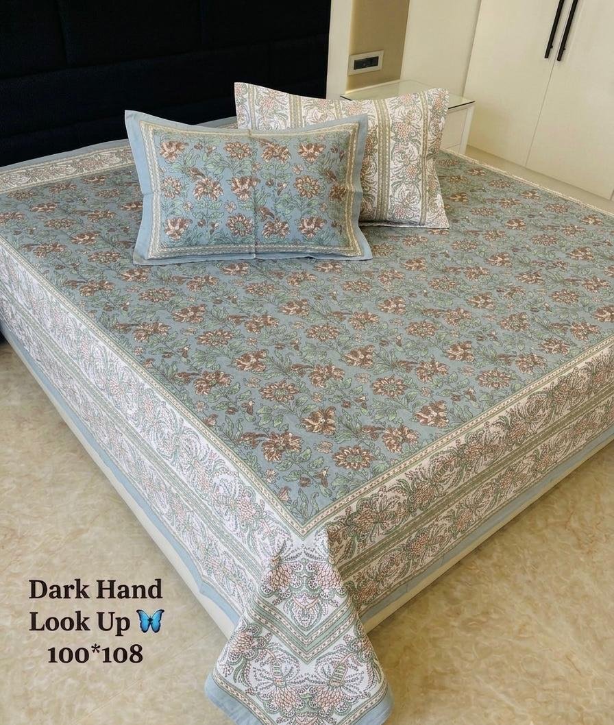 Cotton Printed Double Bedsheet 100*108