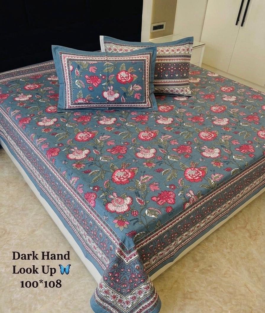 Cotton Printed Double Bedsheet 100*108
