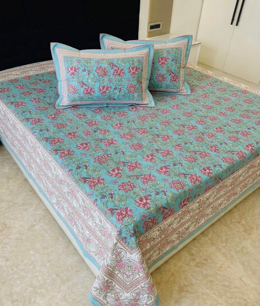 Cotton Printed Double Bedsheet 100*108