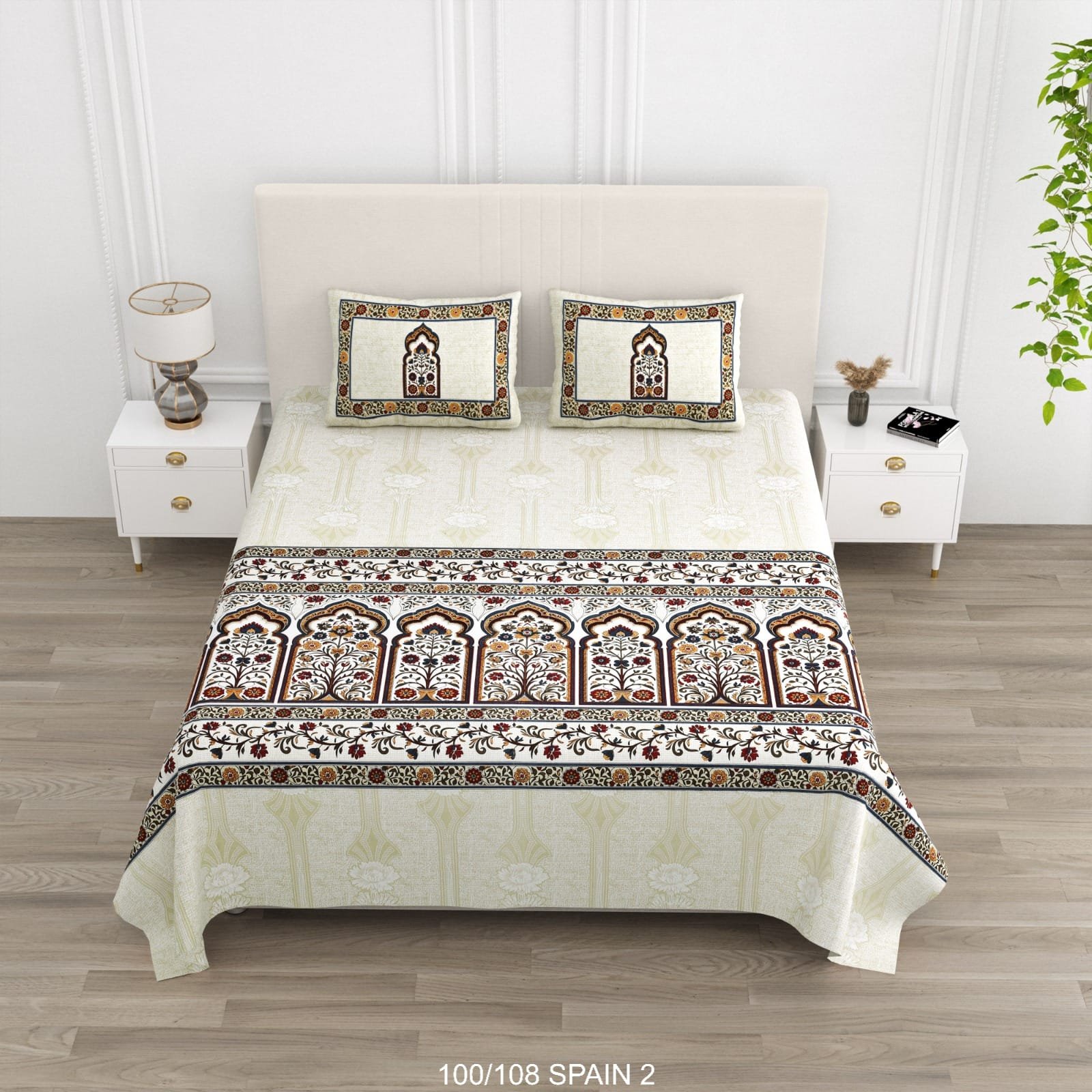 Cotton Viscose Printed Double Bedsheet