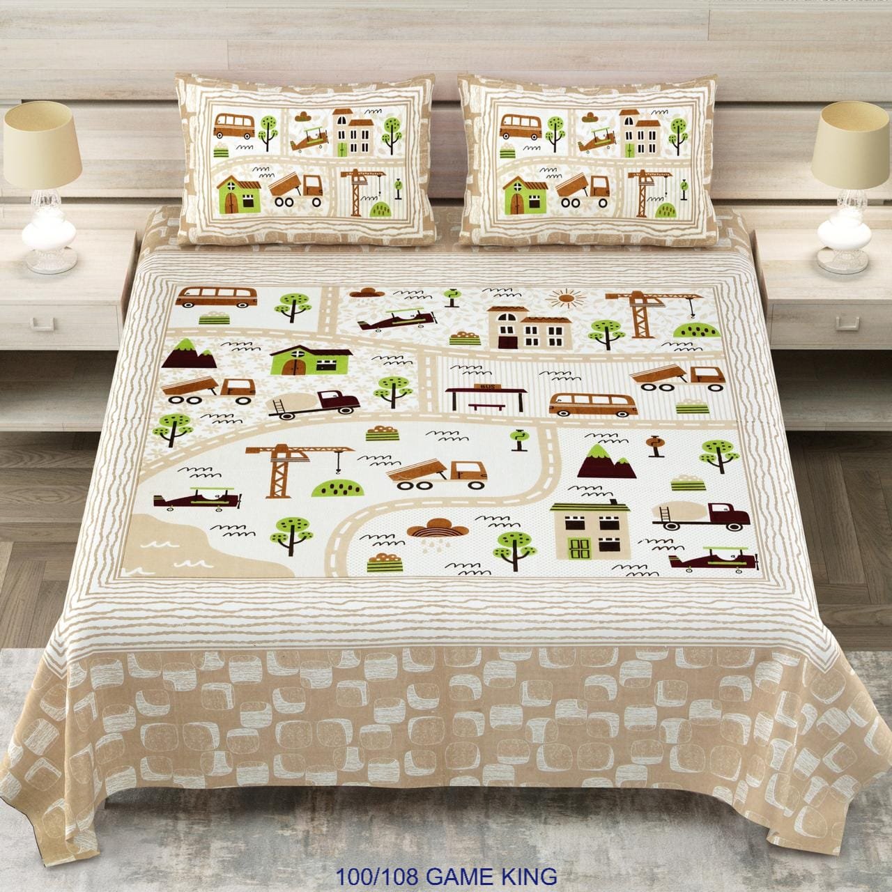 Cotton Viscose Printed Double Bedsheet