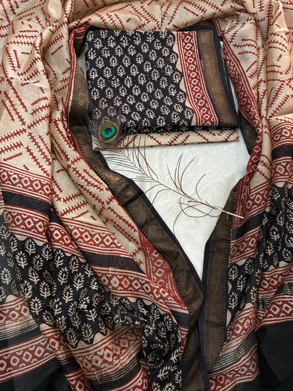 Maheshwari Block Printed Suit