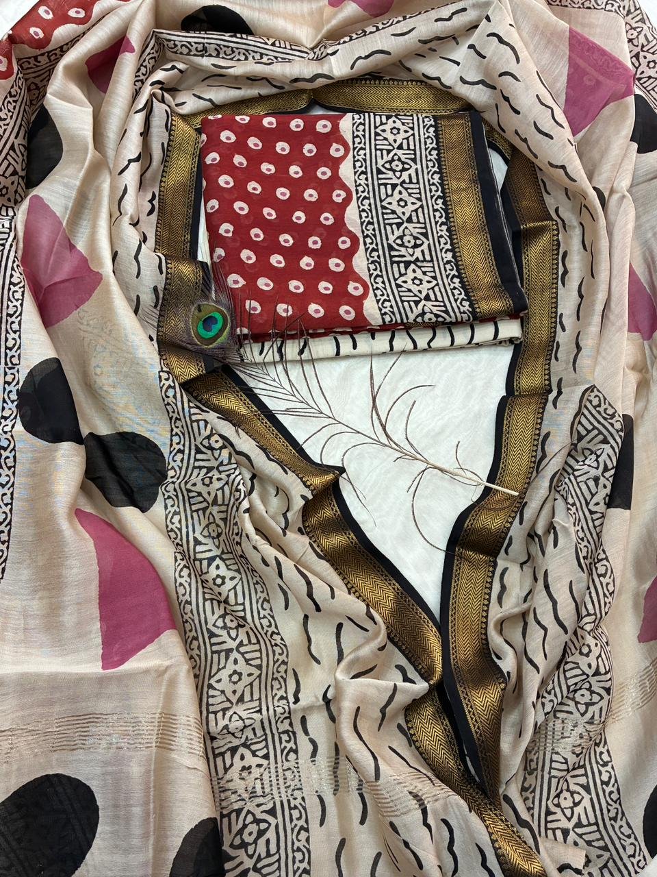 Maheshwari Block Printed Suit