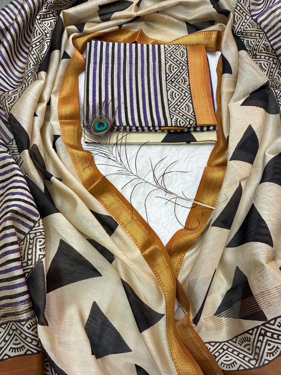 Maheshwari Block Printed Suit