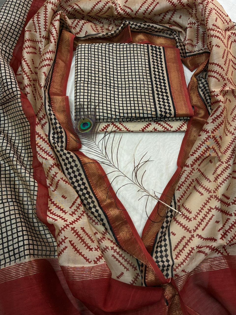 Maheshwari Block Printed Suit