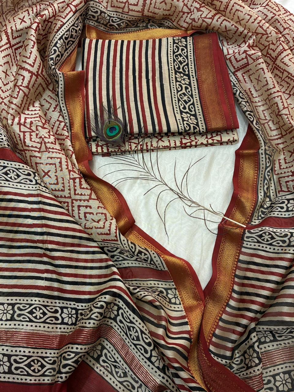 Maheshwari Block Printed Suit