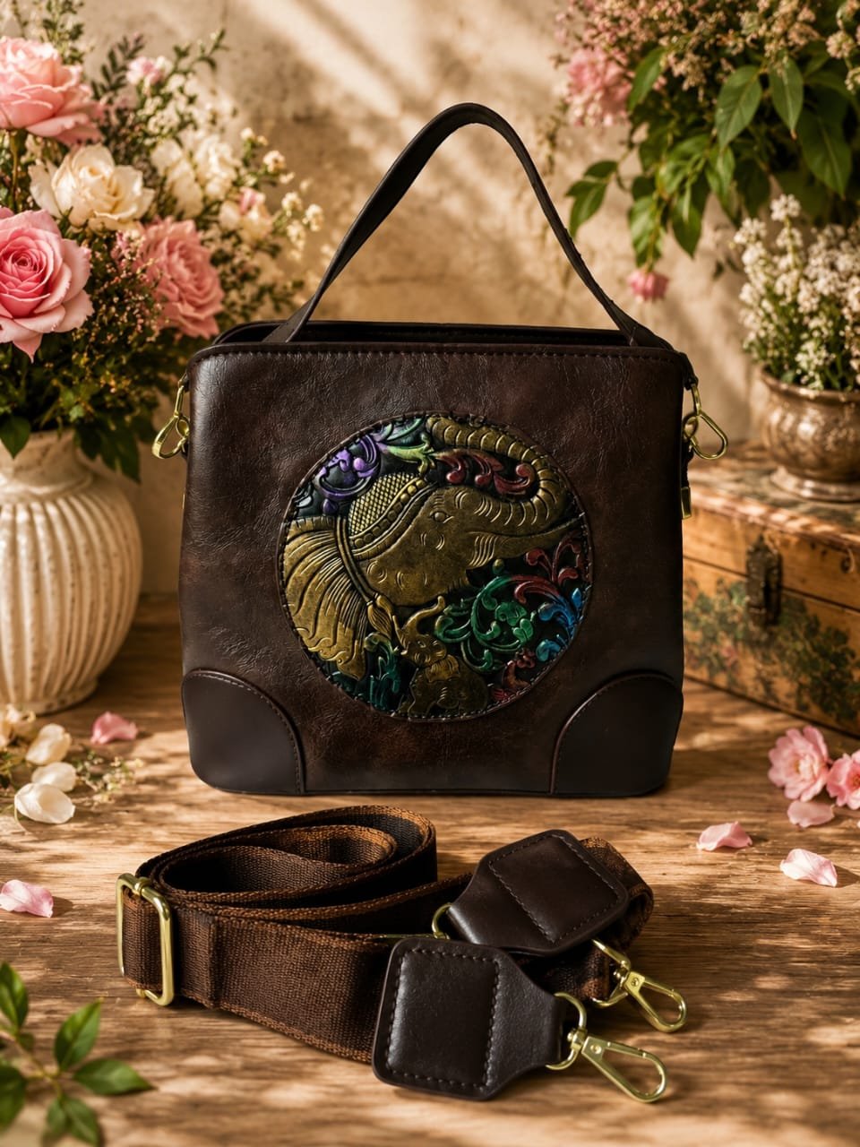 Vintage Leather Crafted Sling Handbag