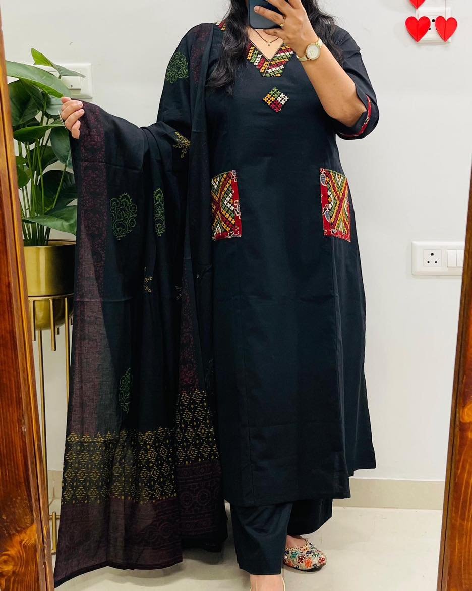 Cotton Embroidered Stitched Suit Set
