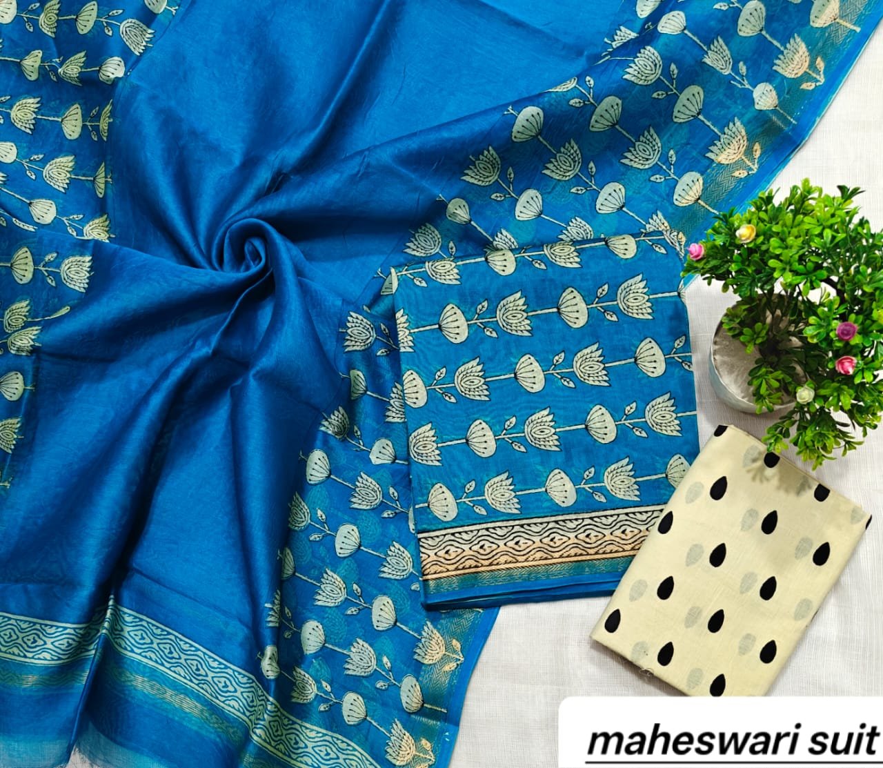 Maheshwari Block Printed Suit