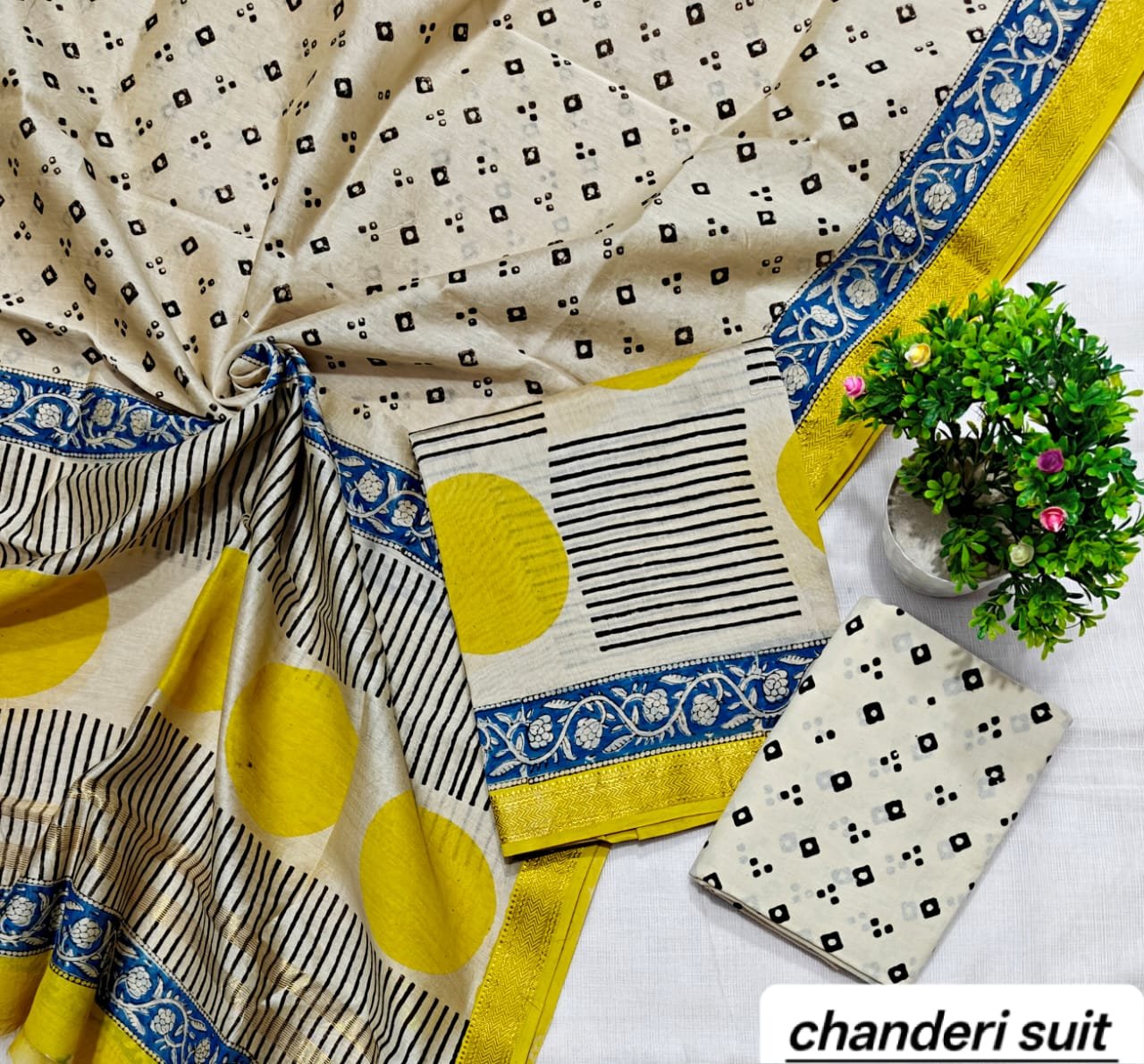Maheshwari Block Printed Suit