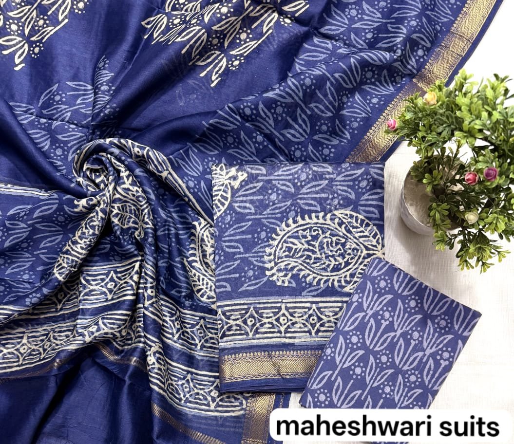 Maheshwari Block Printed Suit