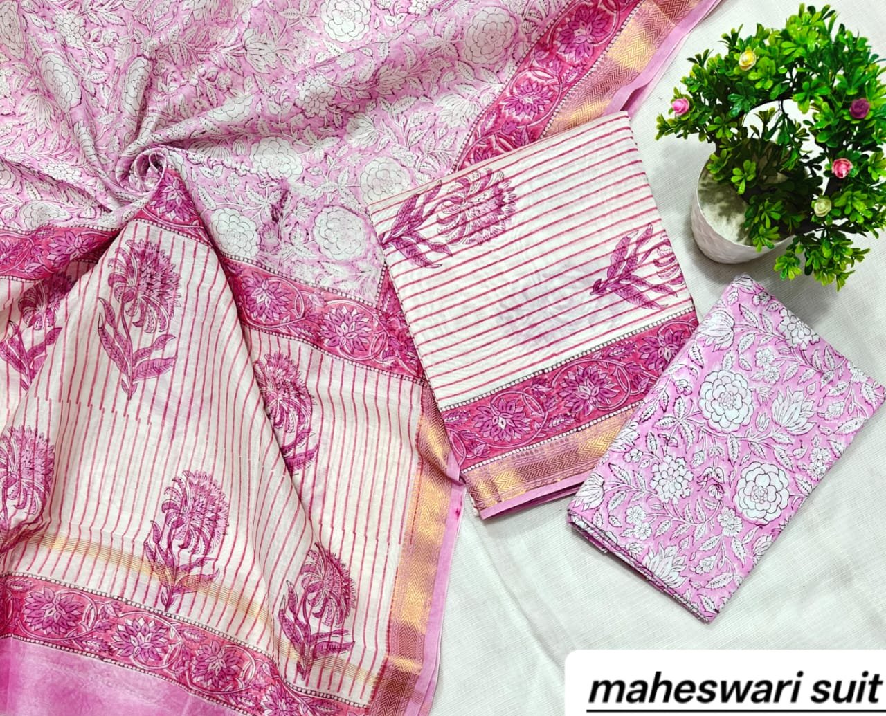 Maheshwari Block Printed Suit