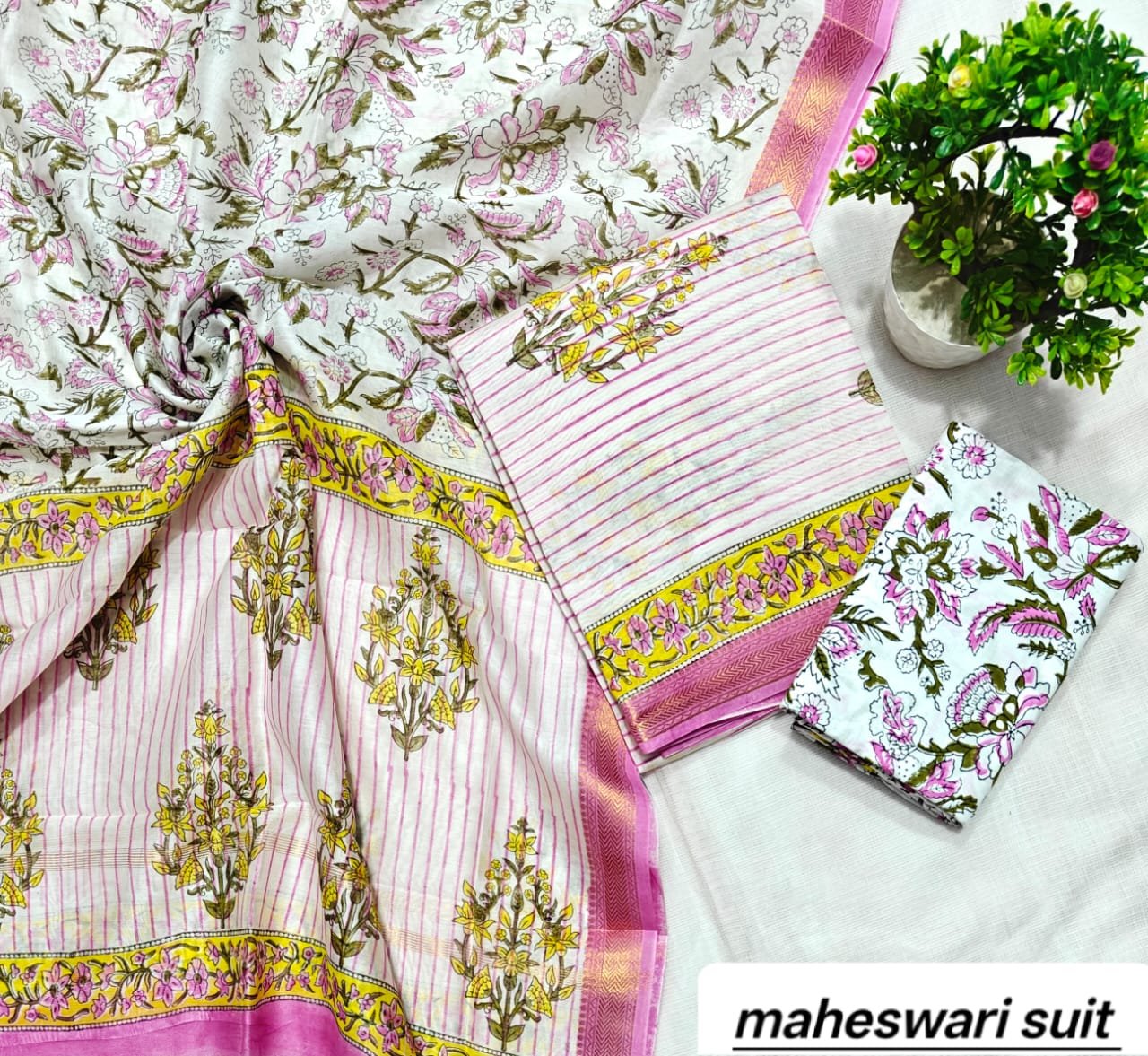 Maheshwari Block Printed Suit