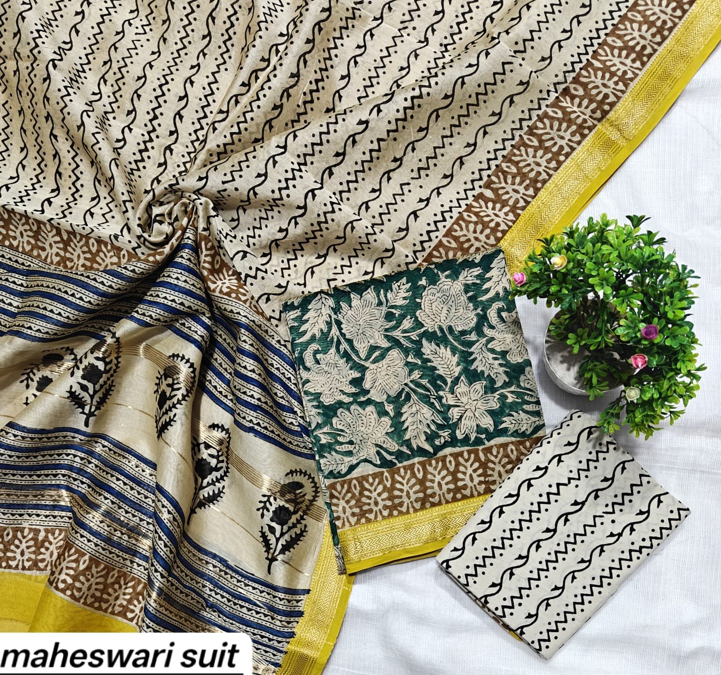 Maheshwari Block Printed Suit
