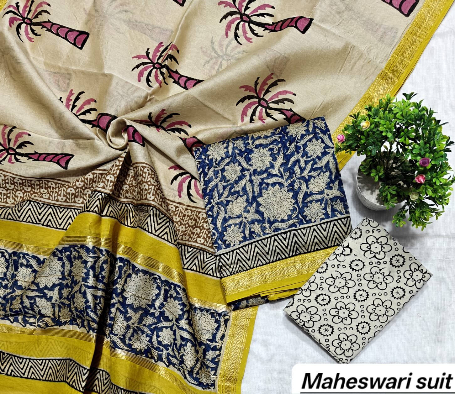 Maheshwari Block Printed Suit