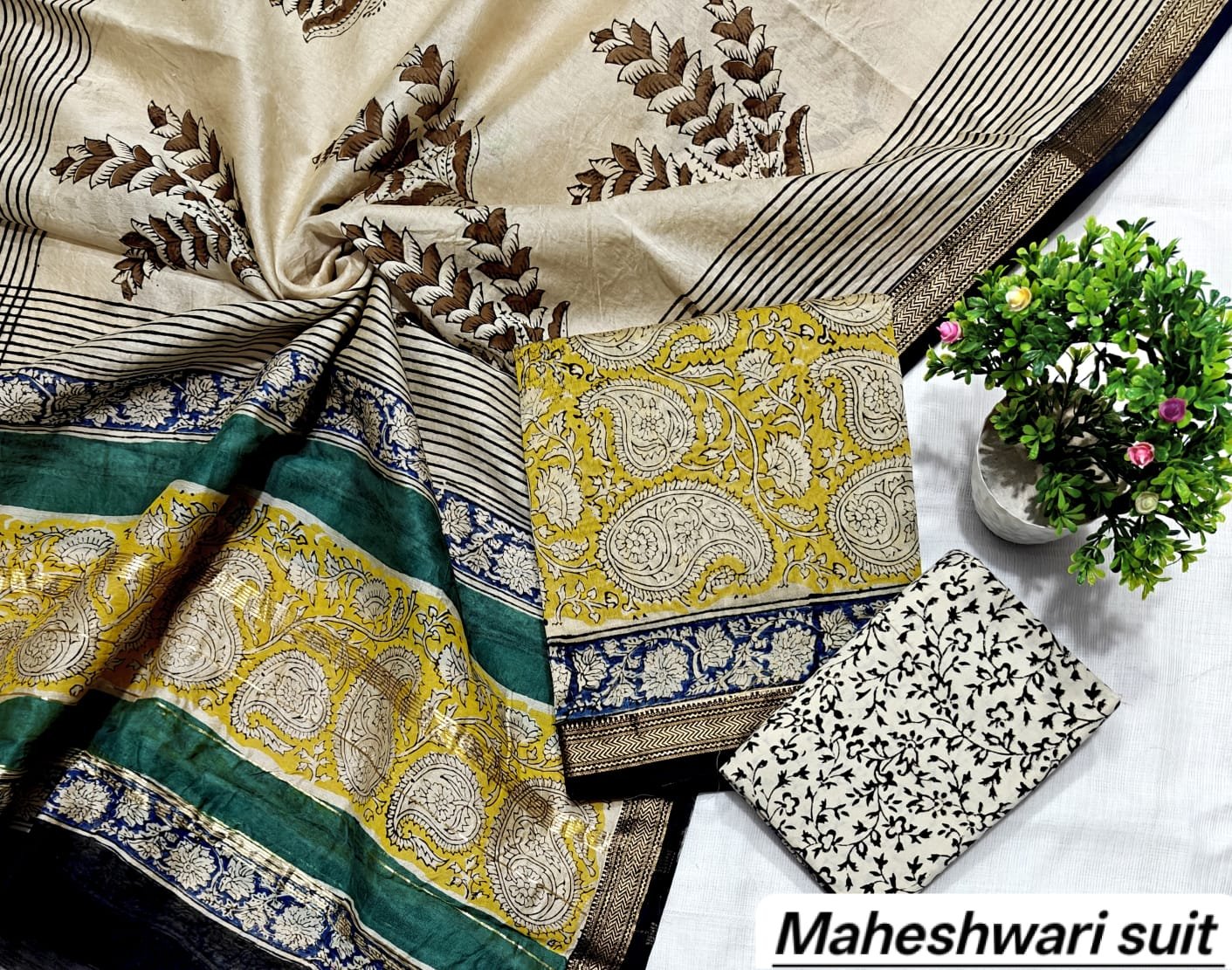 Maheshwari Block Printed Suit