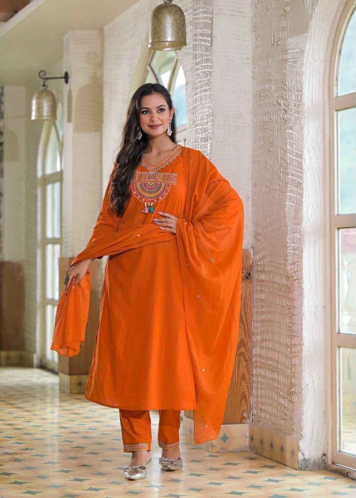 Cotton Embroidered Stitched Suit Set