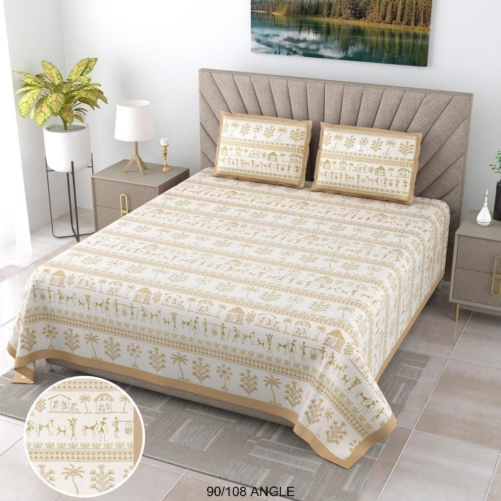 Cotton Viscose Printed Double Bedsheet