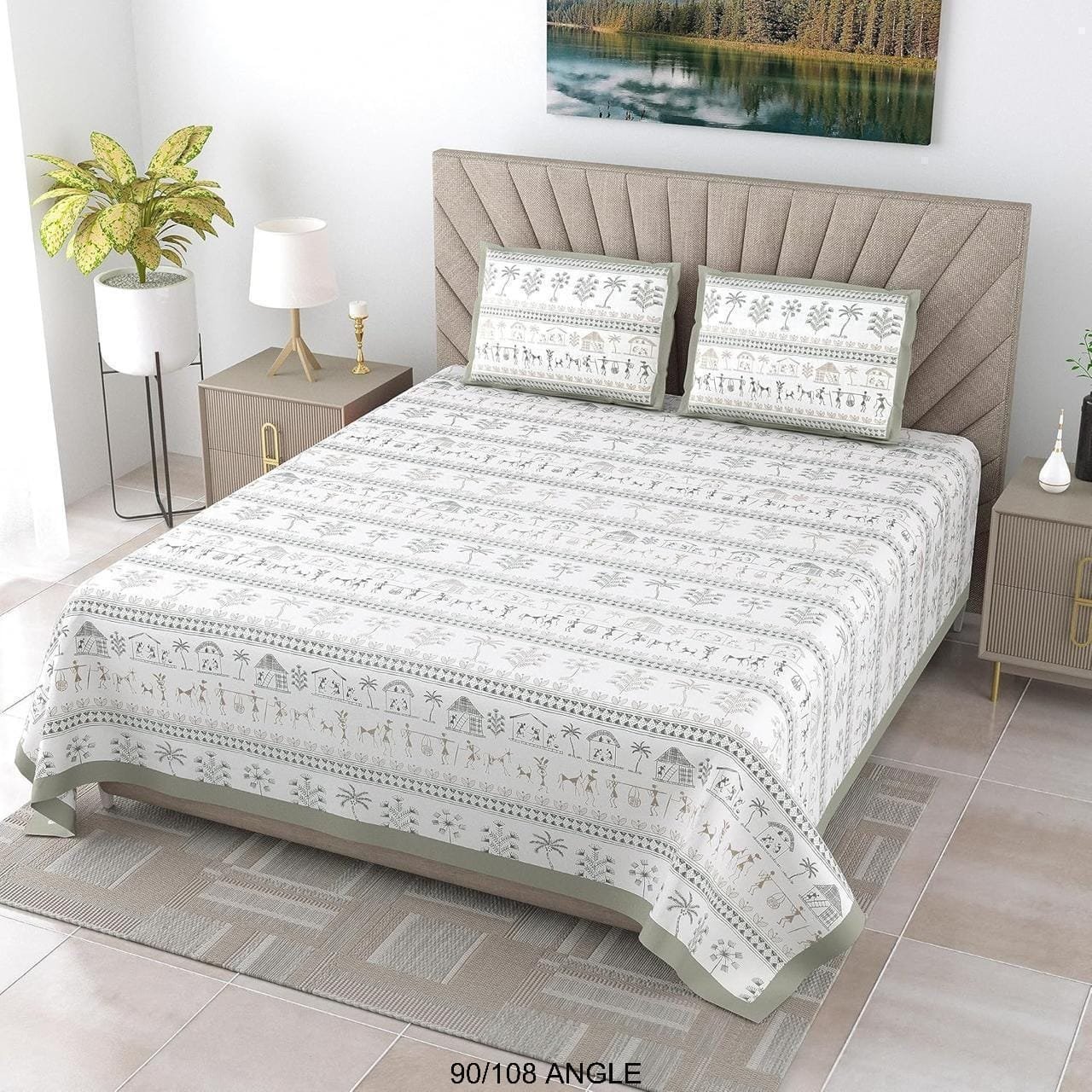 Cotton Viscose Printed Double Bedsheet