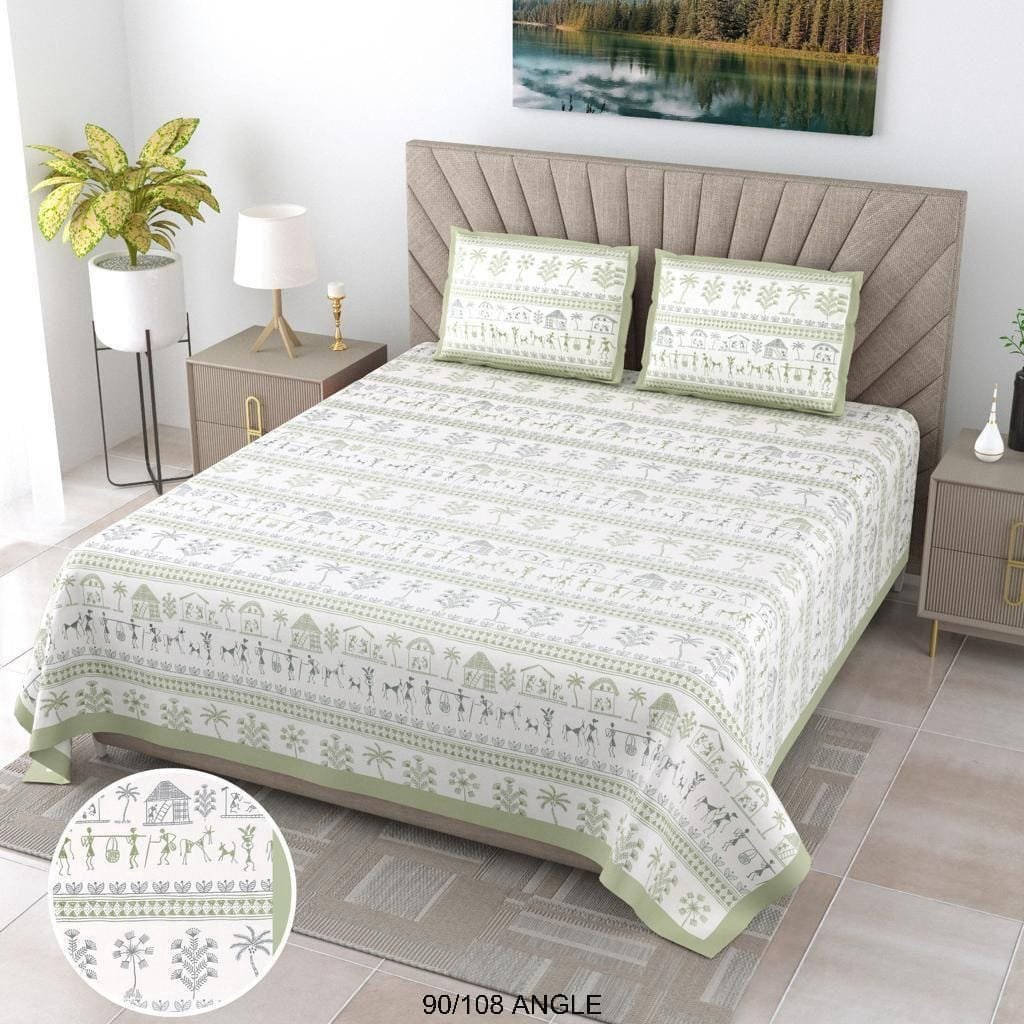 Cotton Viscose Printed Double Bedsheet