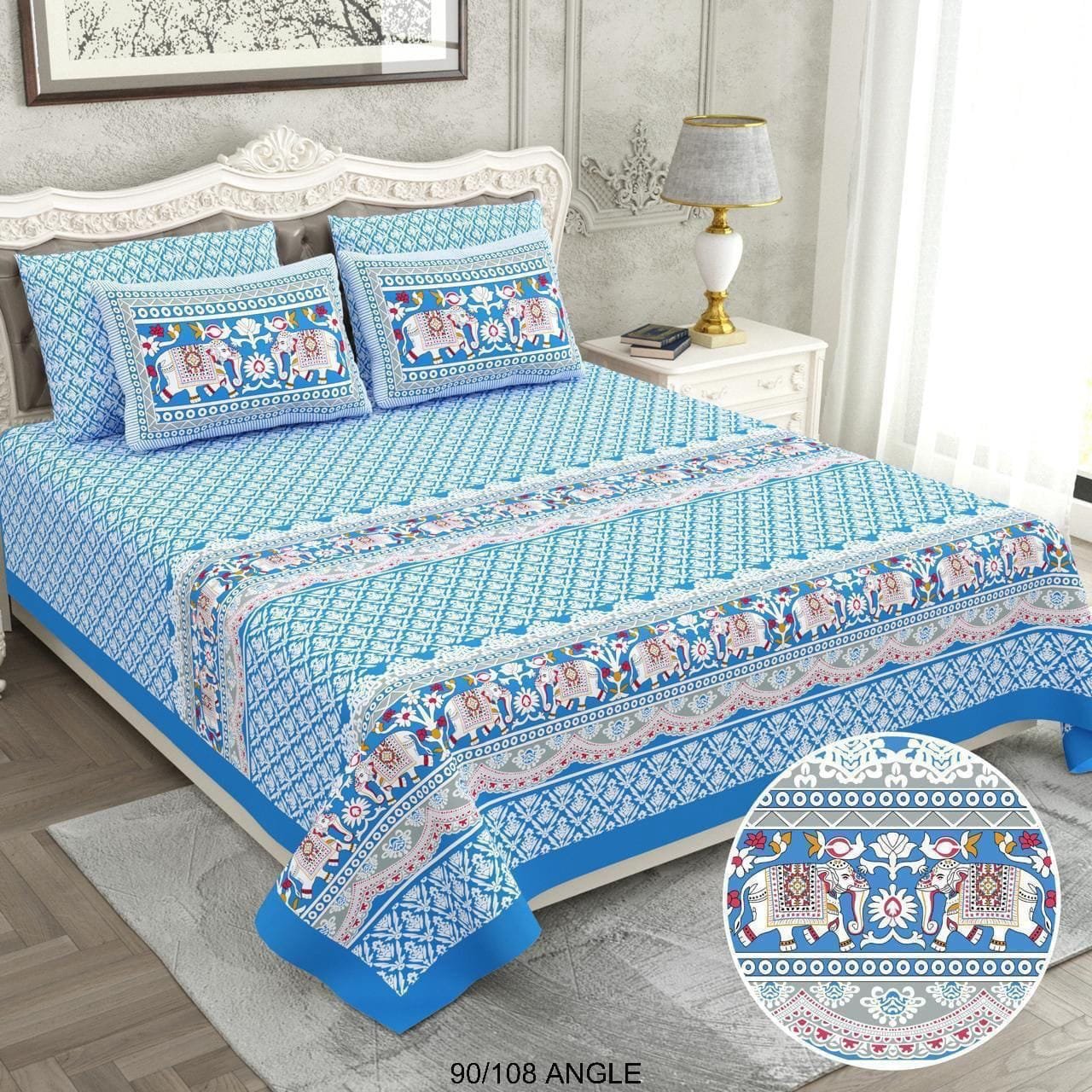 Cotton Viscose Printed Double Bedsheet