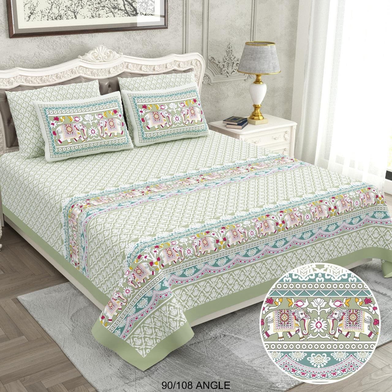 Cotton Viscose Printed Double Bedsheet