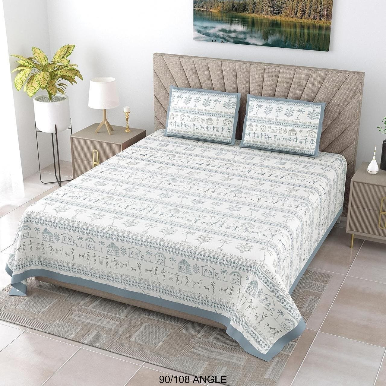 Cotton Viscose Printed Double Bedsheet