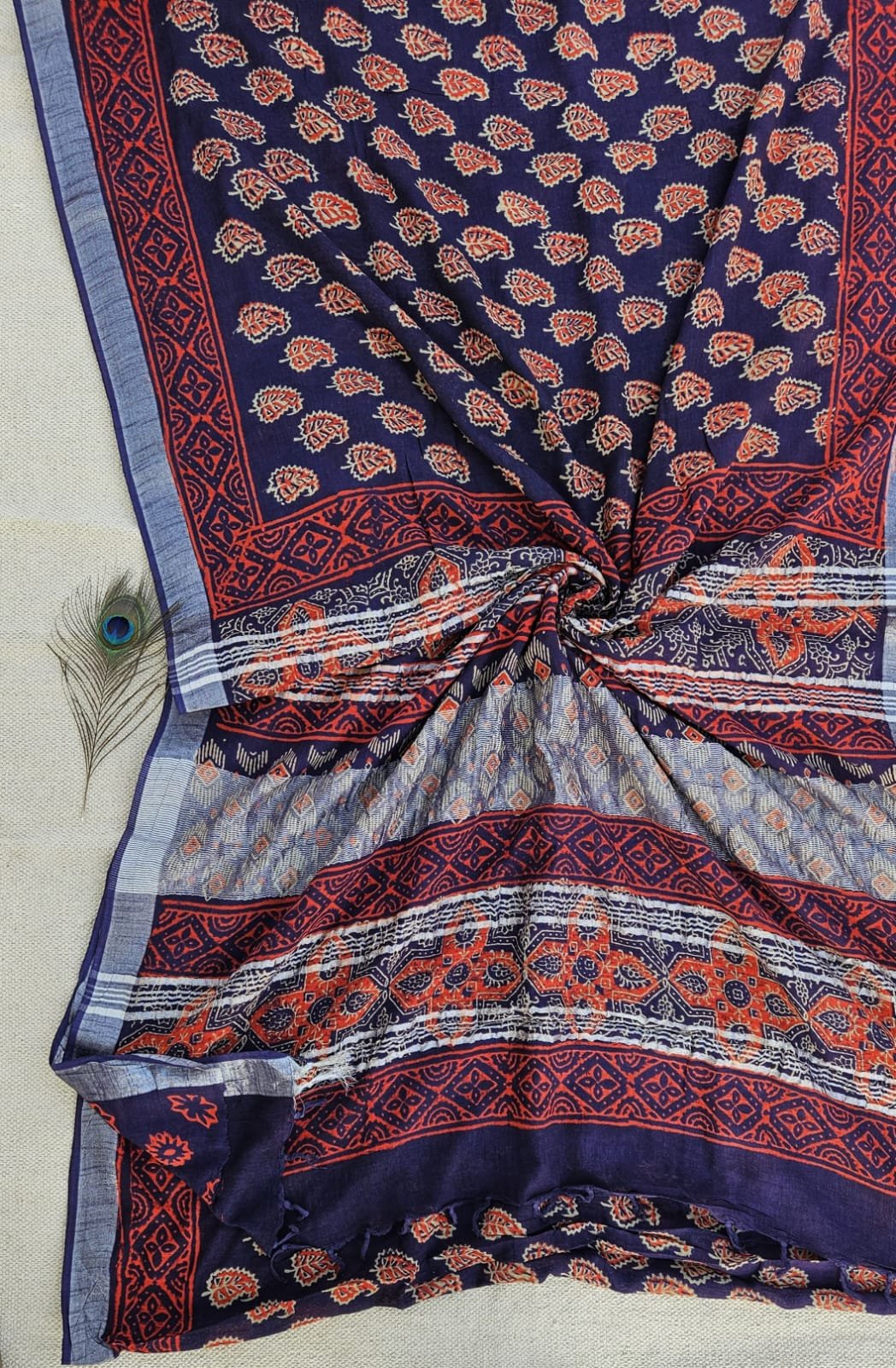 Cotton Linen Printed Saree