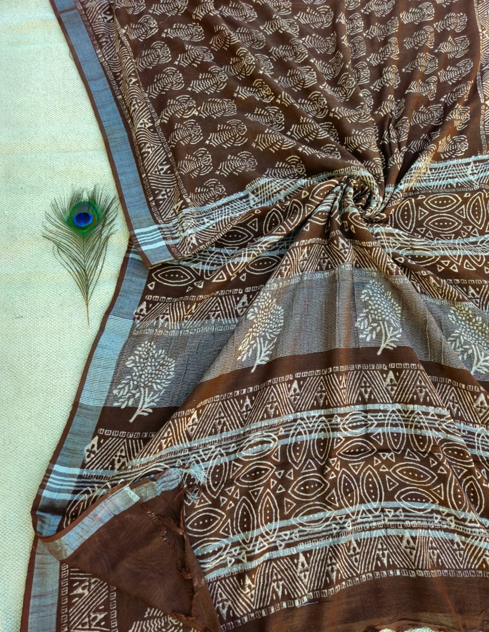 Cotton Linen Printed Saree