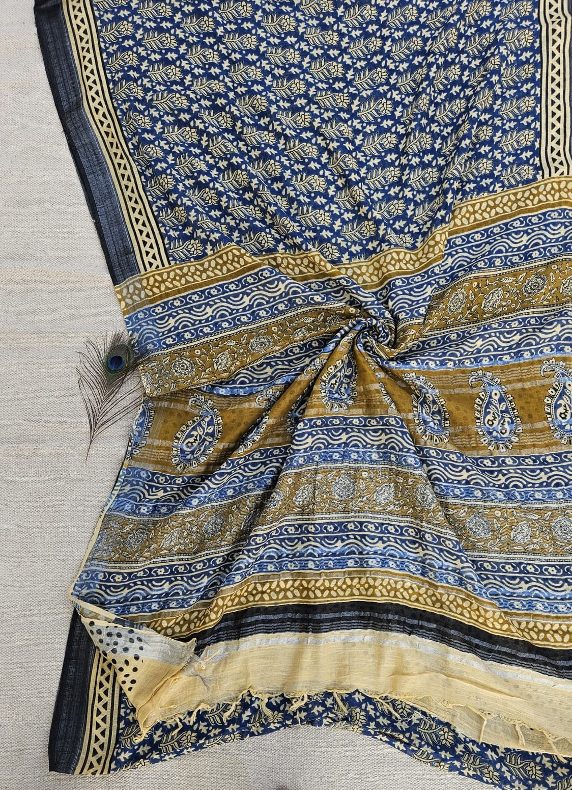Cotton Linen Printed Saree