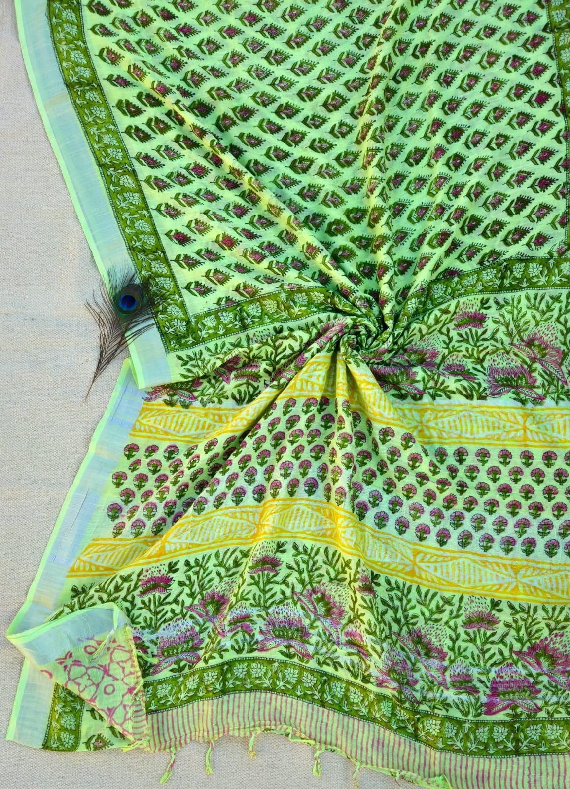 Cotton Linen Printed Saree