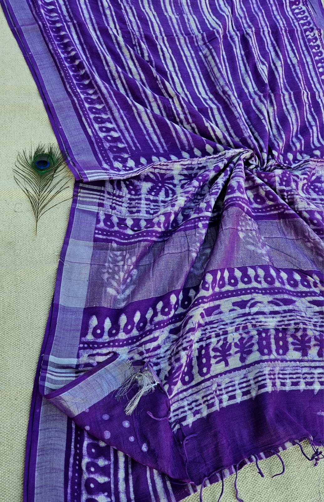 Cotton Linen Printed Saree