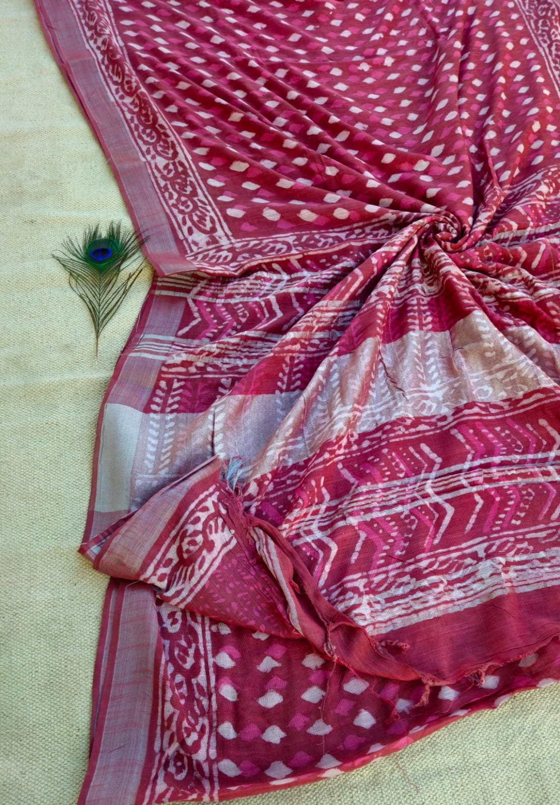 Cotton Linen Printed Saree