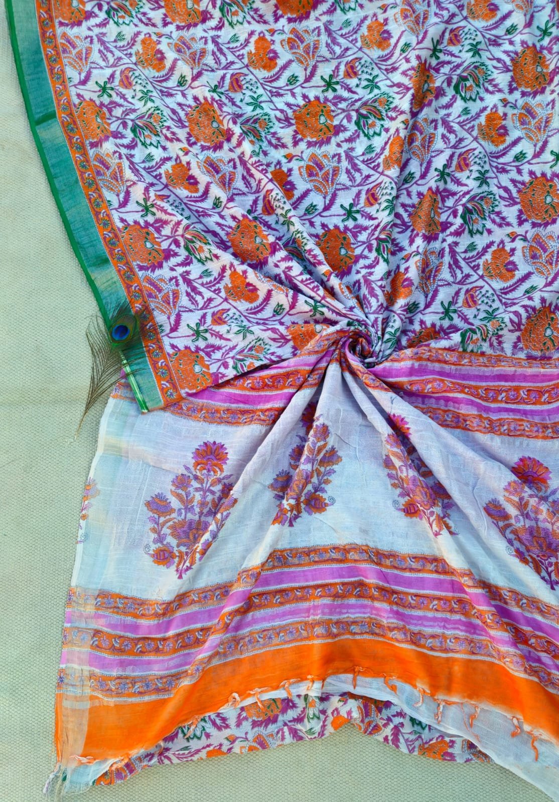 Cotton Linen Printed Saree