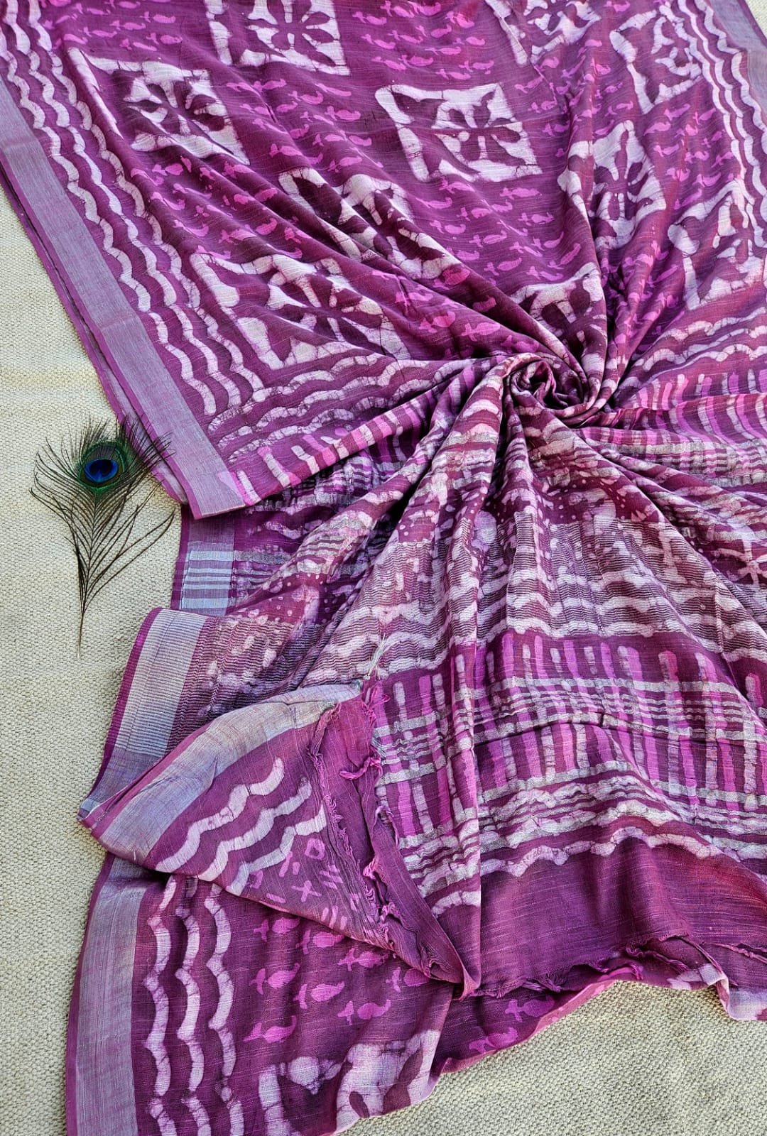 Cotton Linen Printed Saree