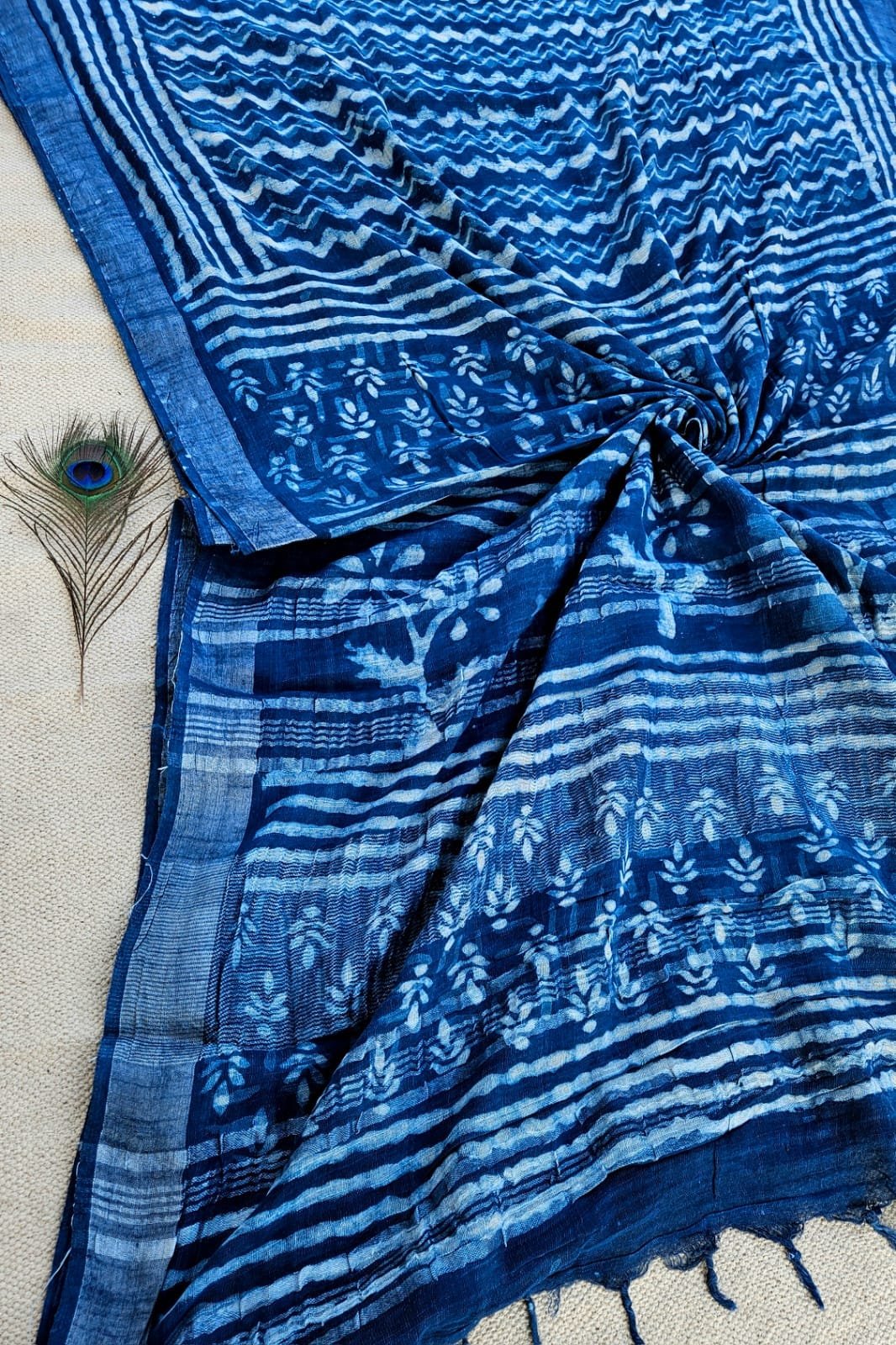 Cotton Linen Printed Saree