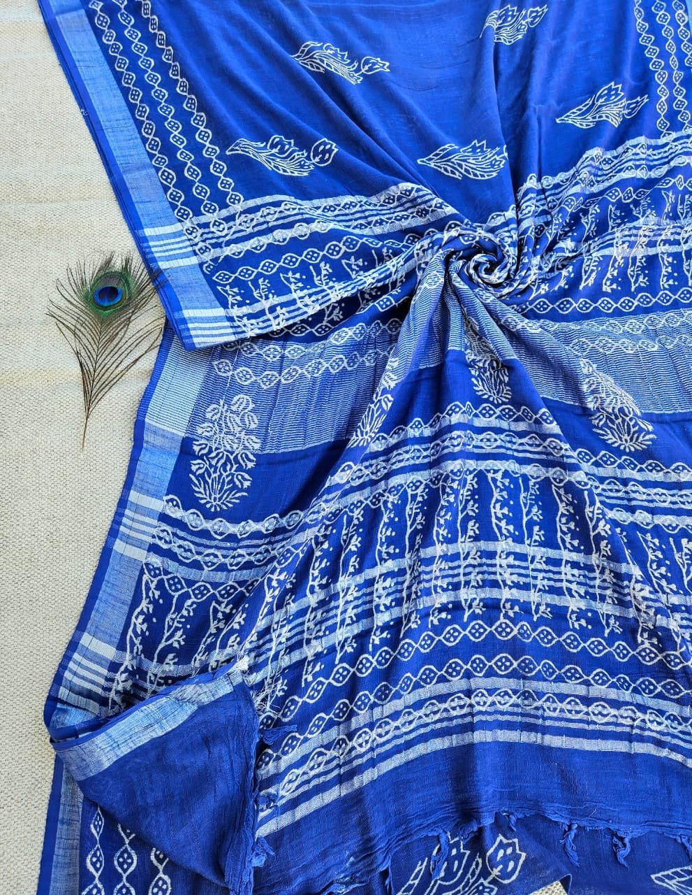 Cotton Linen Printed Saree