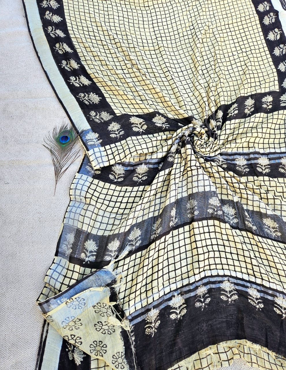 Cotton Linen Printed Saree