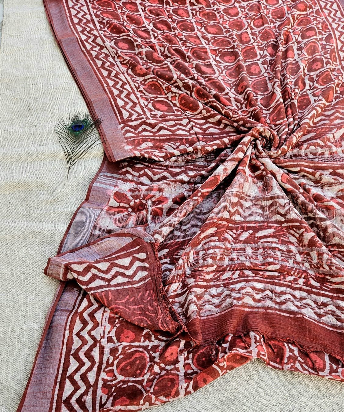 Cotton Linen Printed Saree