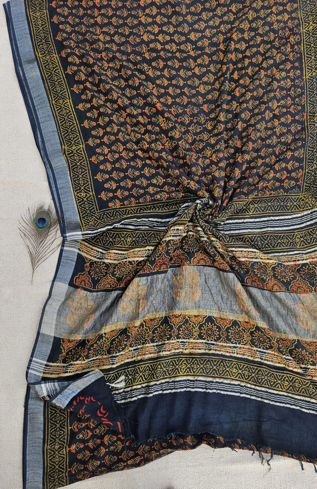Cotton Linen Printed Saree